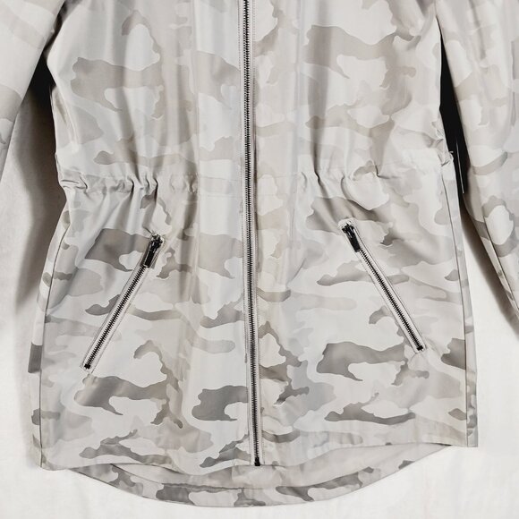 Chico's NWT  Rain/Weather Jacket, Beige/Gray/Multi Camo, Size 1 U.S. 8/10 - Picture 7 of 16